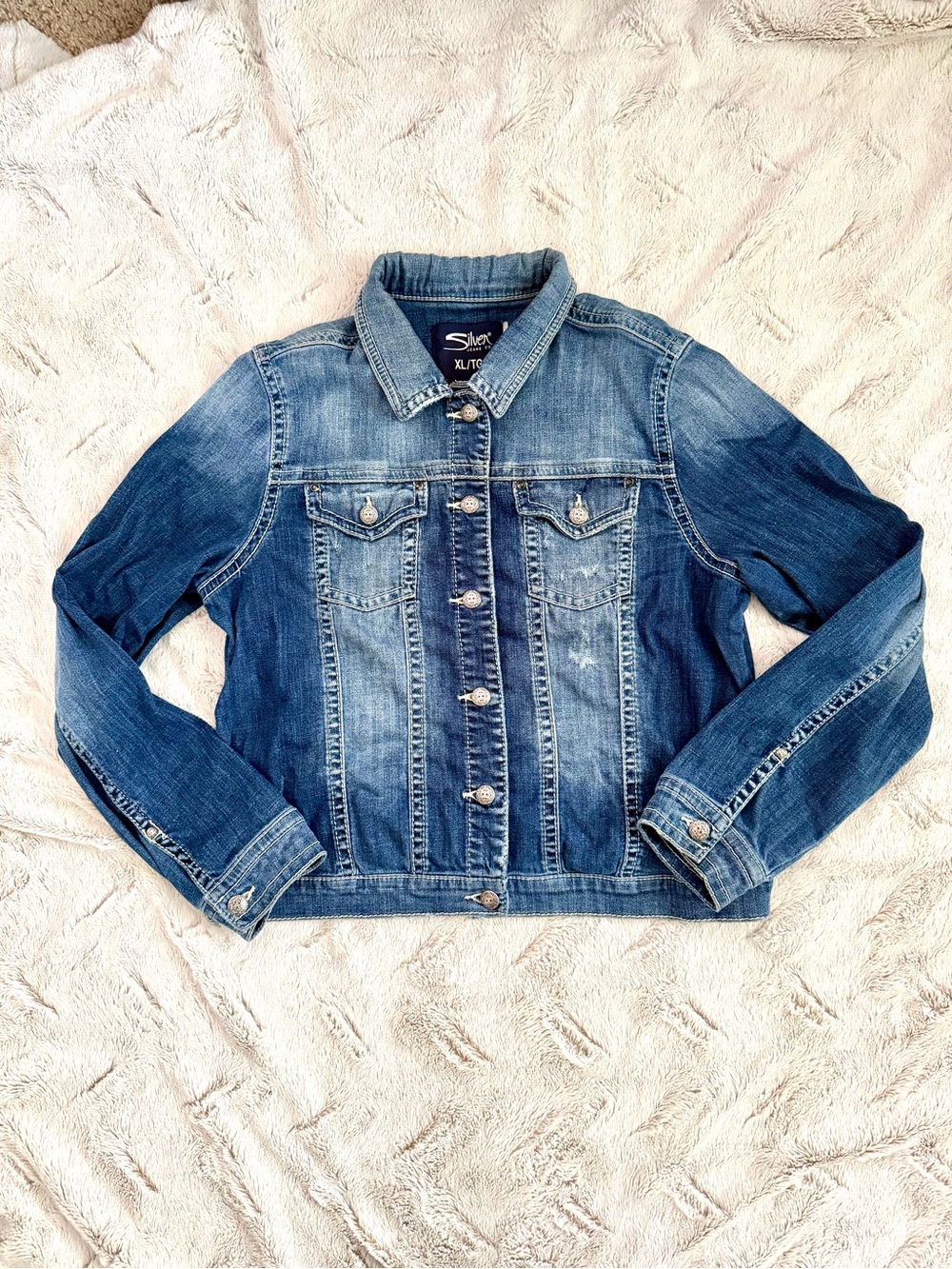 Silver Jeans Two-Tone Blue Denim Jacket - Women's Jean Jacket